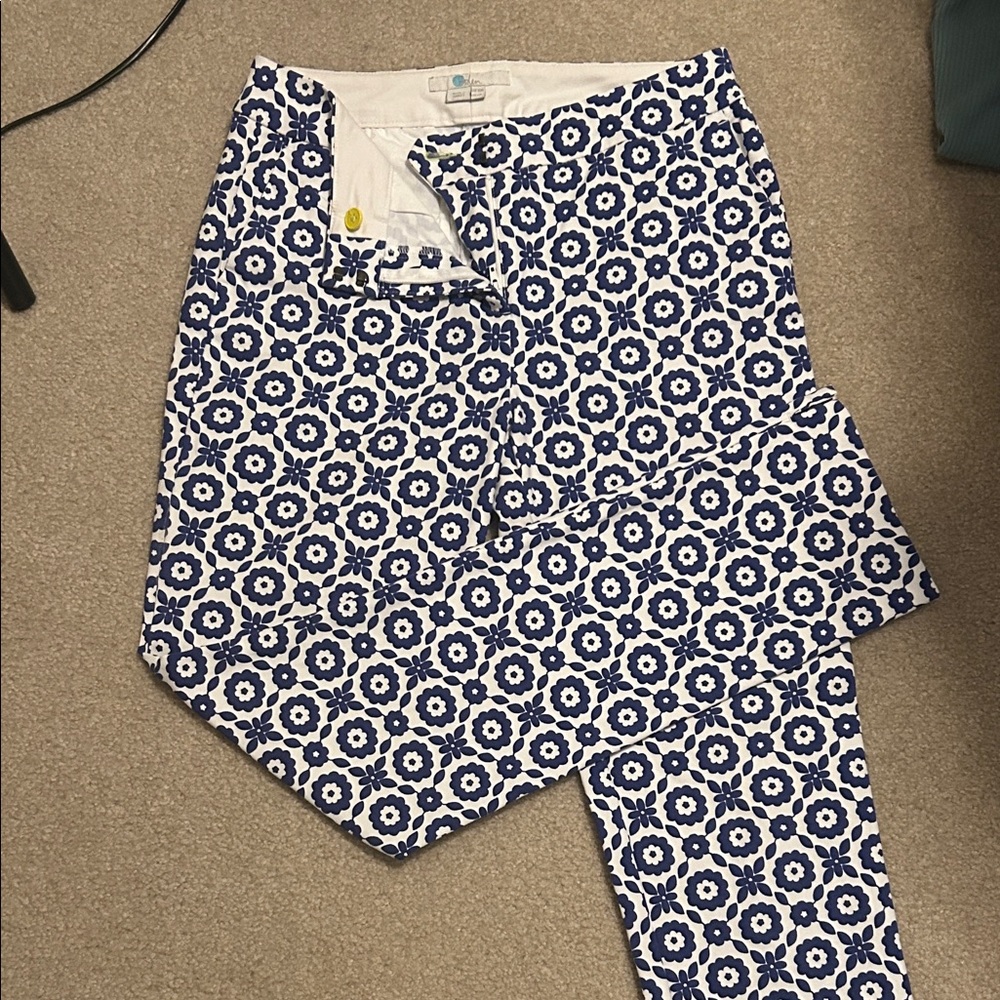 Boden Blue and White Floral Straight Leg Pants